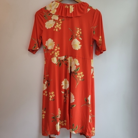 ASOS Orange Floral Short Sleeve Kimono /Robe Size 6 - Picture 2 of 8